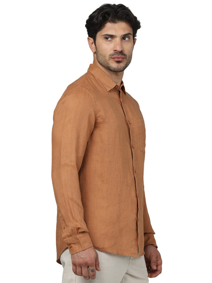 Red Solid Linen Shirt