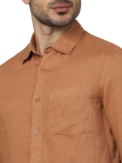 Red Solid Linen Shirt