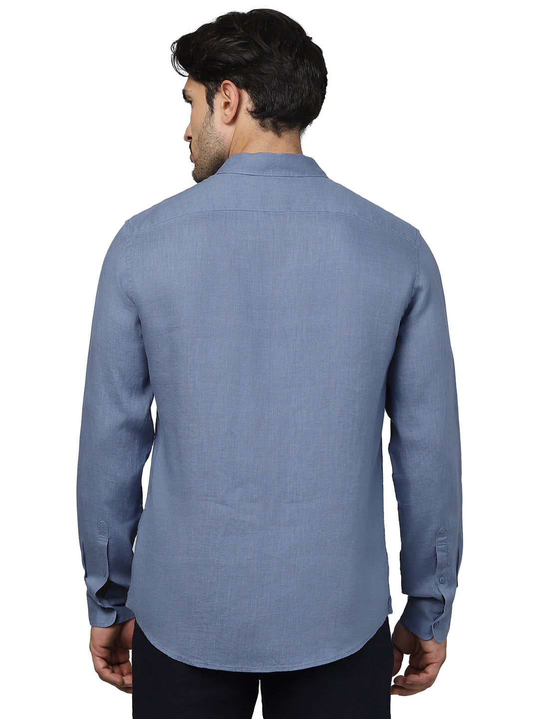 Blue Solid Linen Shirt