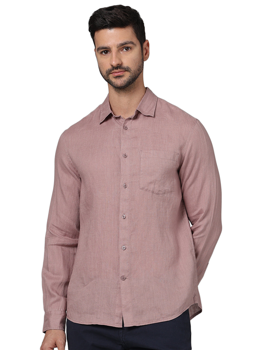 Mauve Solid Linen Shirt