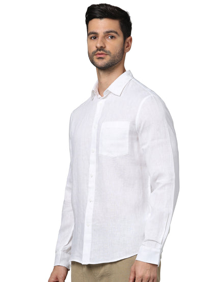 White Solid Linen Shirt