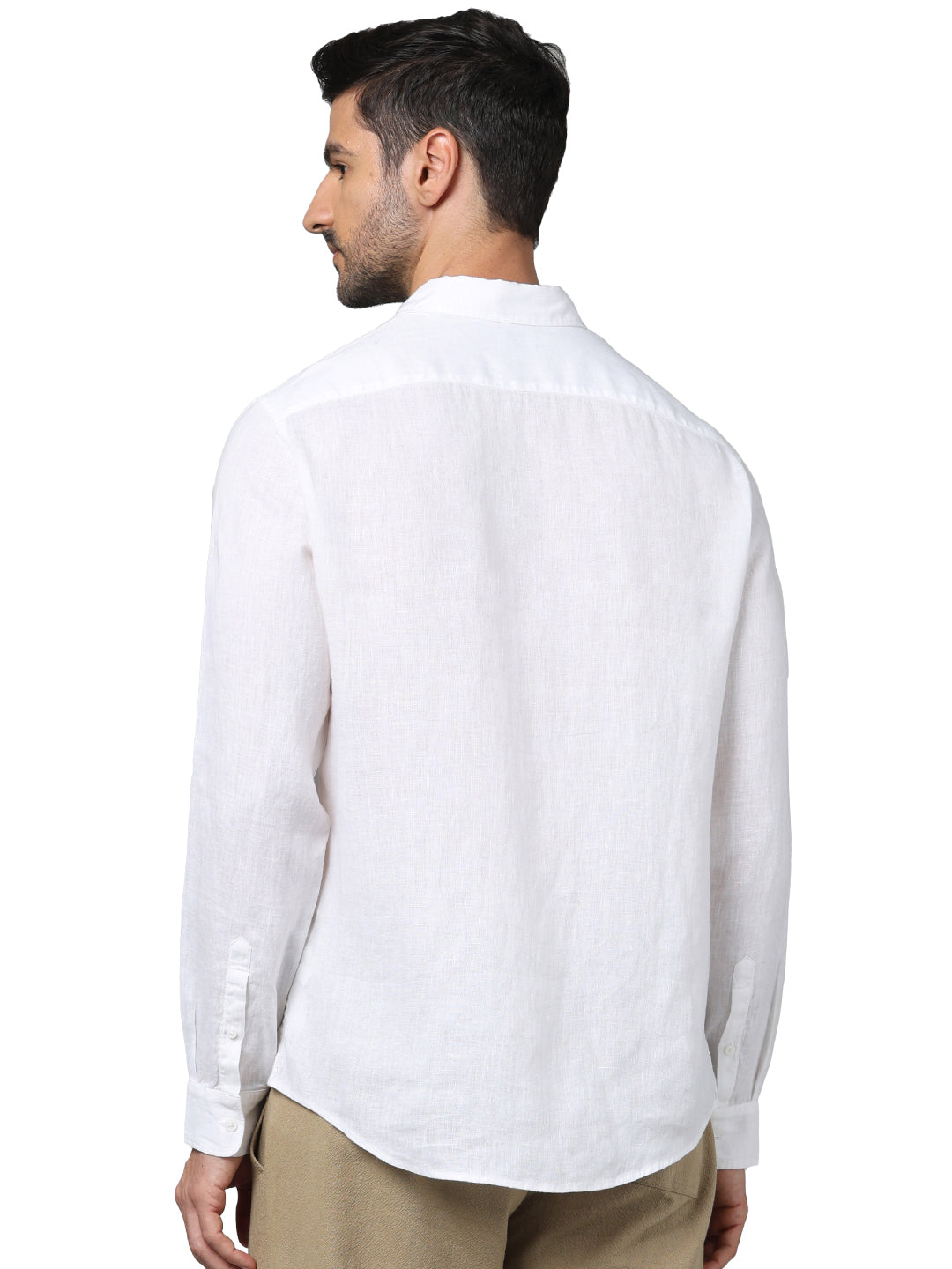 White Solid Linen Shirt