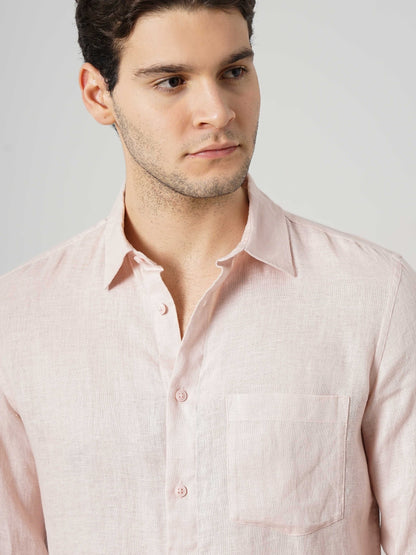 Pink Solid Linen Shirt