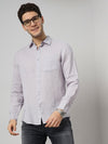 Celio* Solid Regular Fit Linen Purple Shirt