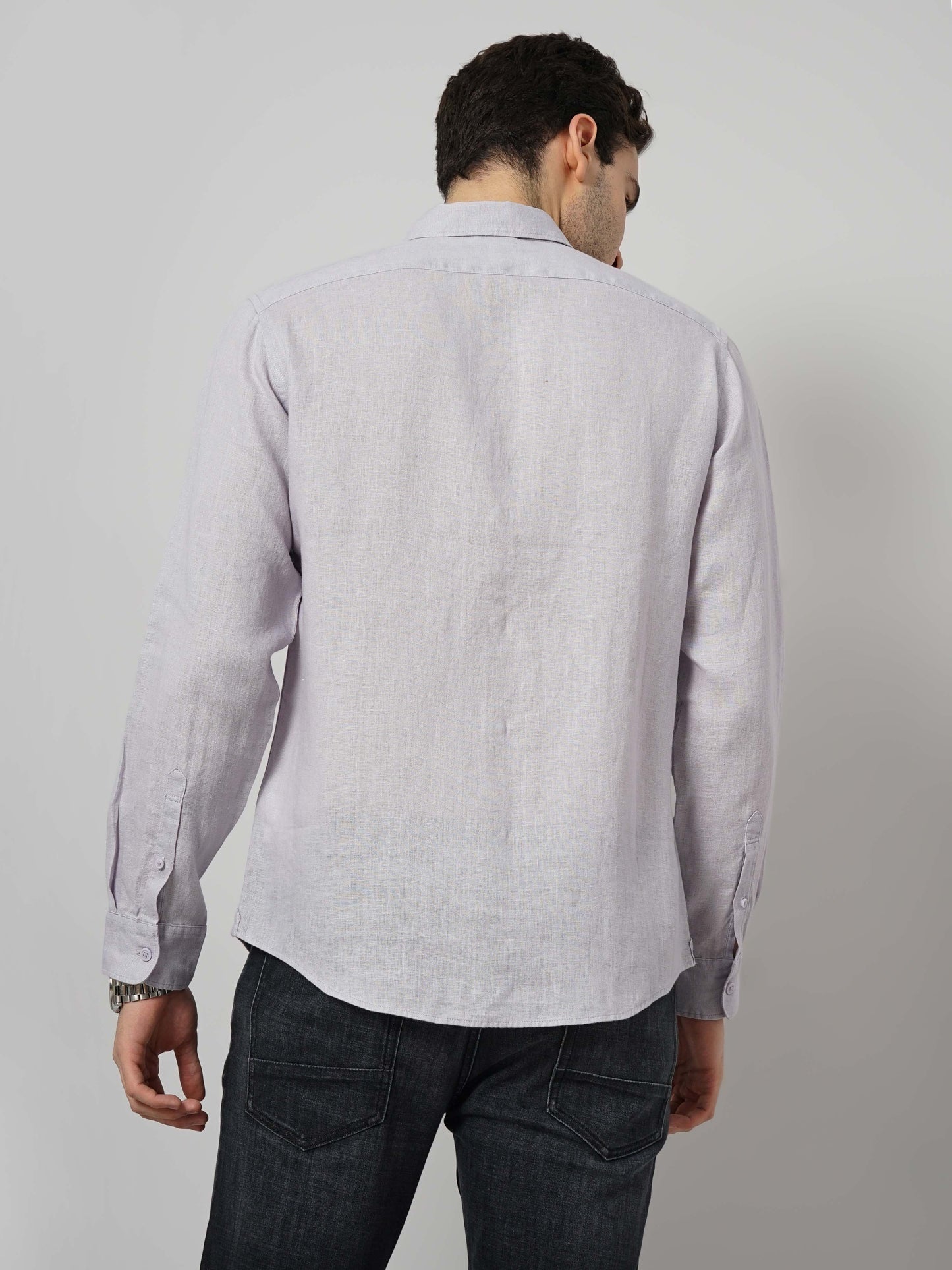 Purple Solid Linen Shirt