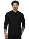 Celio* Solid Regular Fit Linen Black Shirt