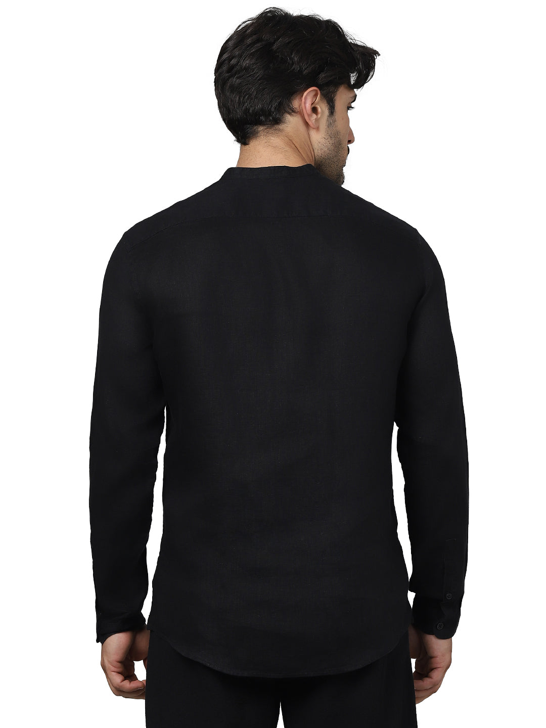 Black Solid Linen Shirt