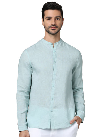 Green Solid Linen Shirt