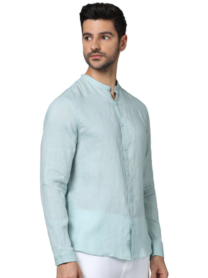 Green Solid Linen Shirt