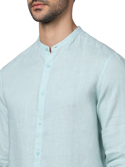 Green Solid Linen Shirt