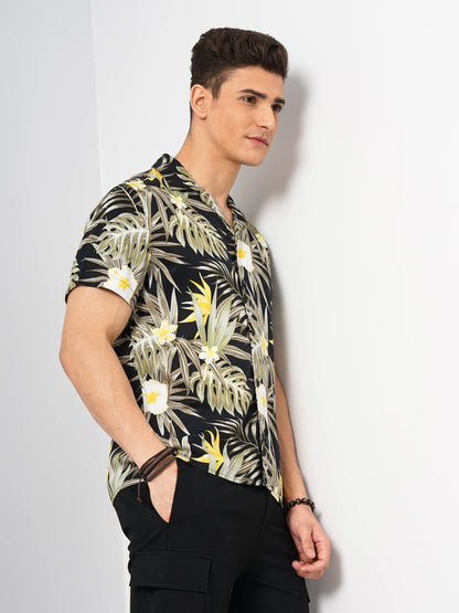 Black Printed Viscose Shirt