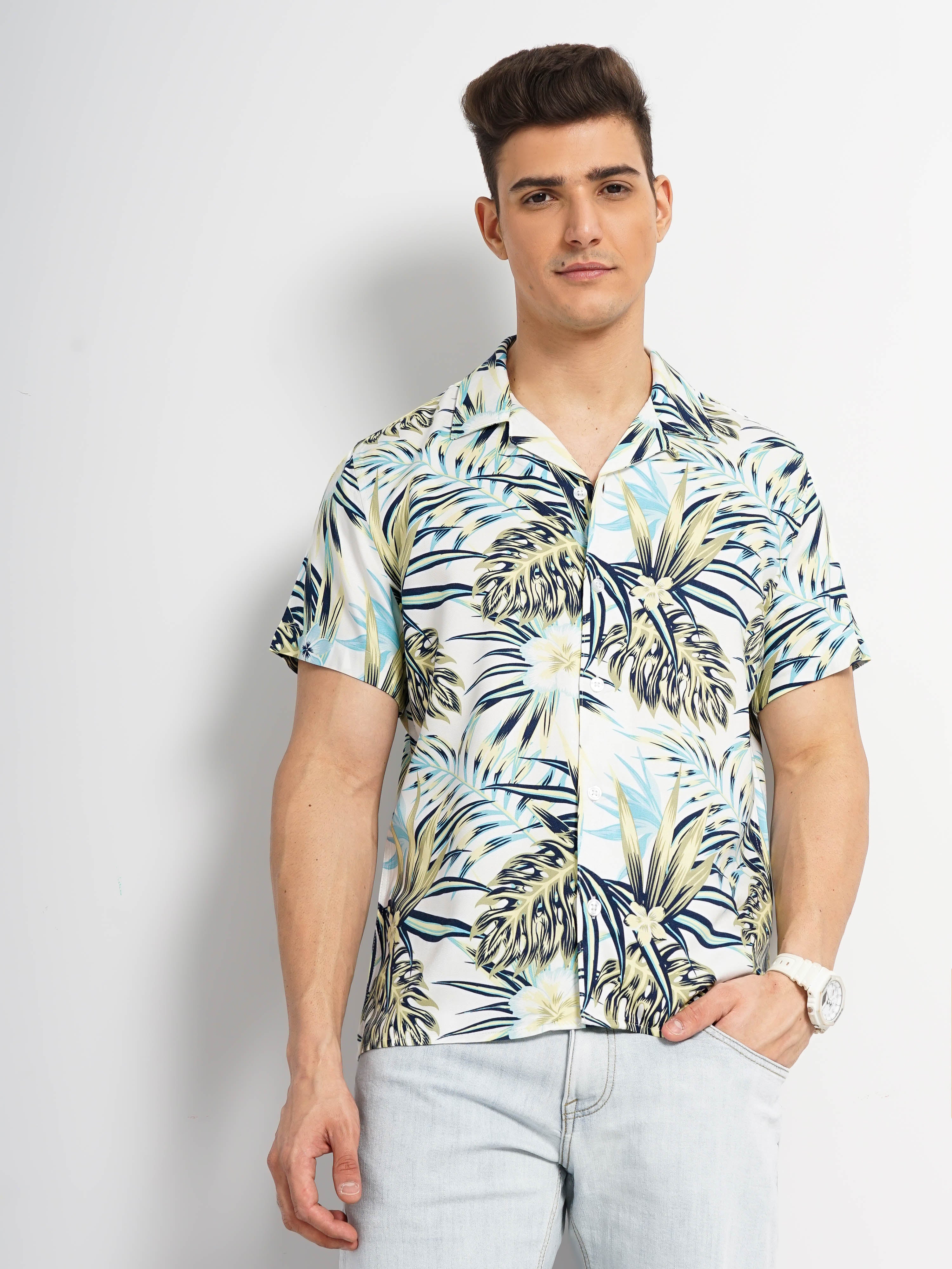 White Printed Viscose Shirt