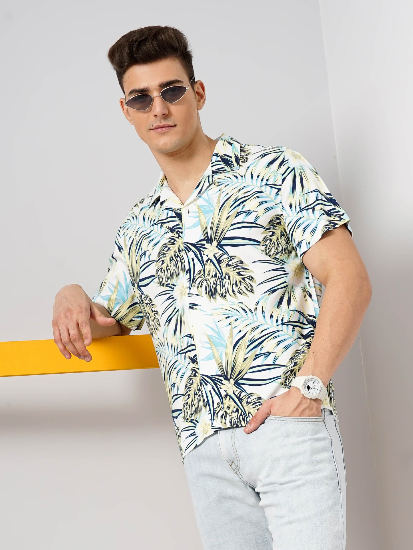 White Printed Viscose Shirt