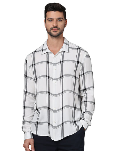 Celio* Checked Regular Fit Viscose Beige Shirt