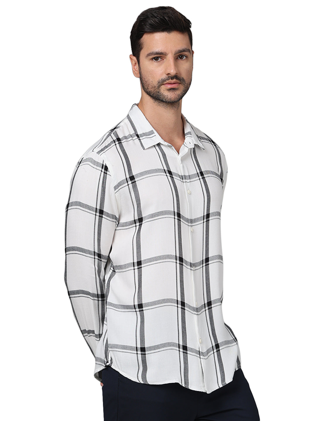 Beige Checks Viscose Shirt