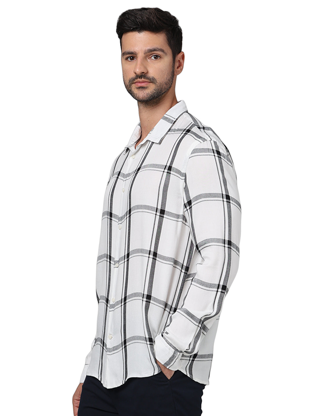 Beige Checks Viscose Shirt