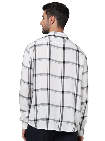 Beige Checks Viscose Shirt