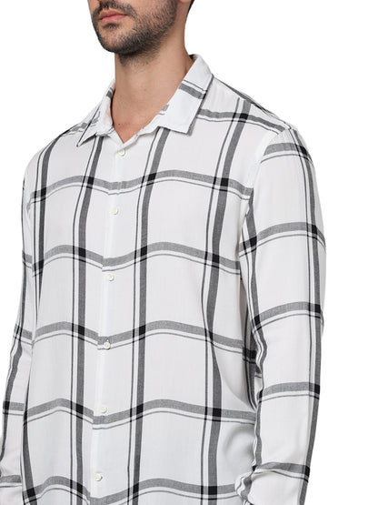 Beige Checks Viscose Shirt