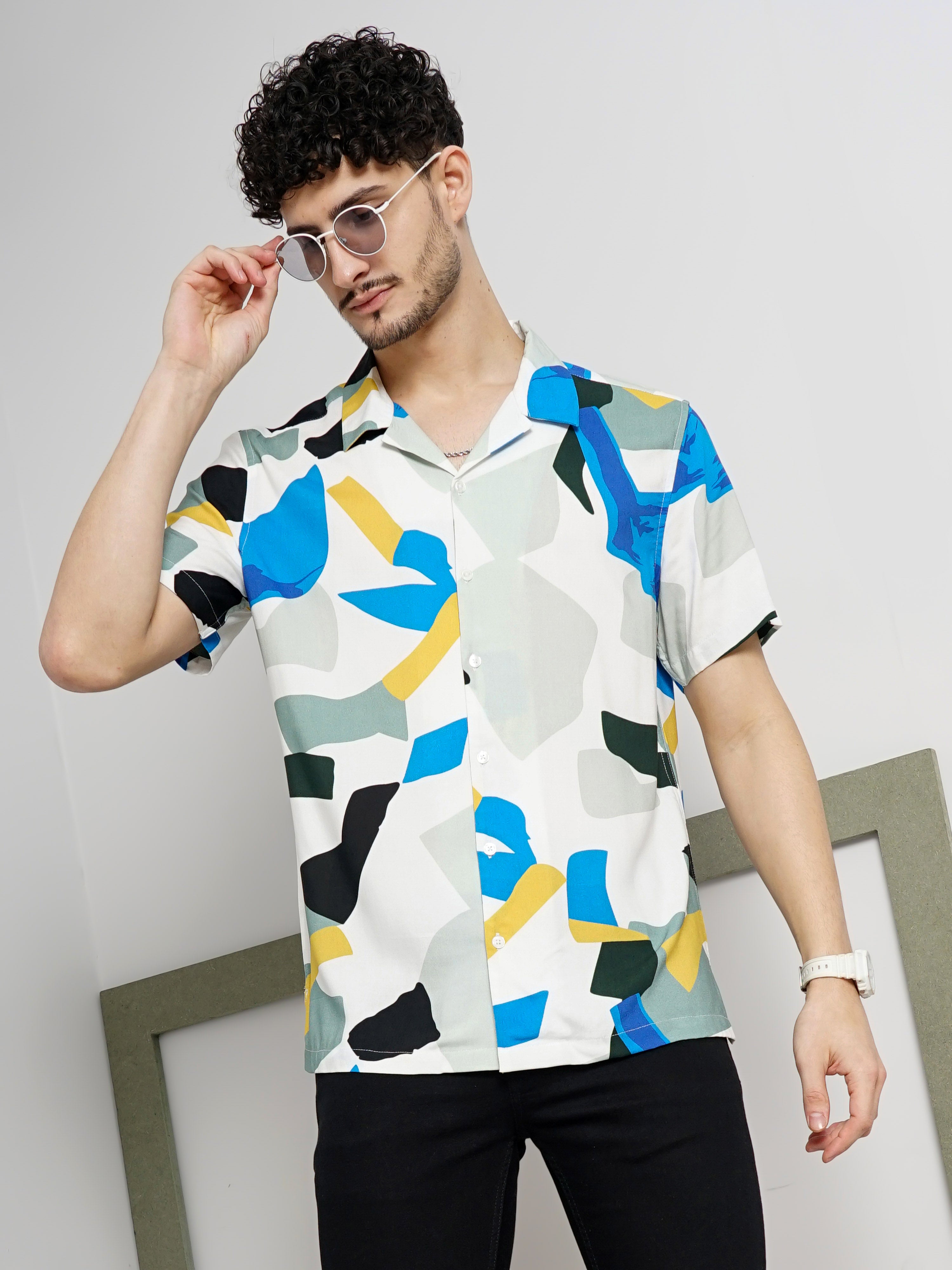 Off White Printed Viscose Shirt