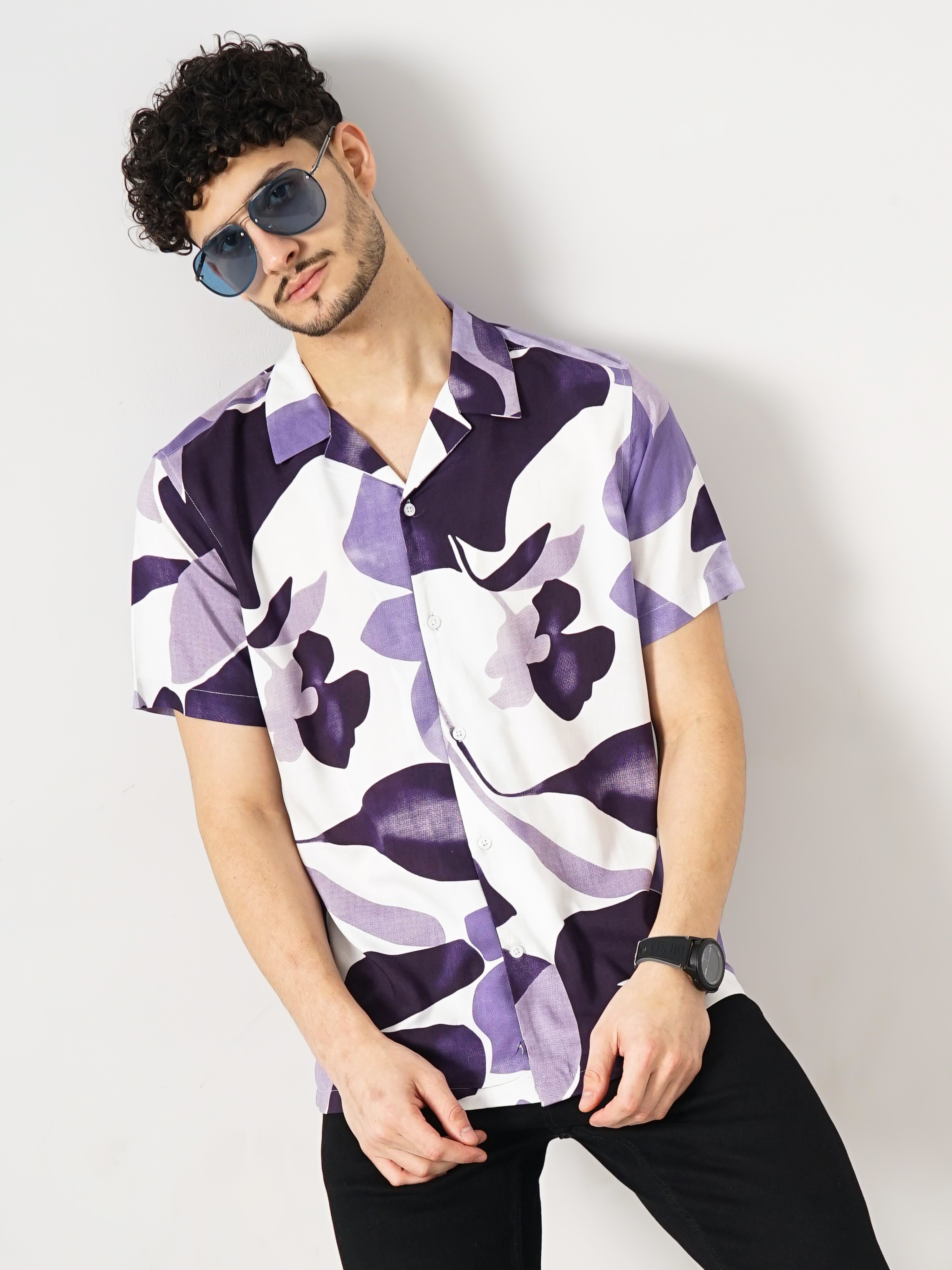 Purple Printed Viscose Shirt