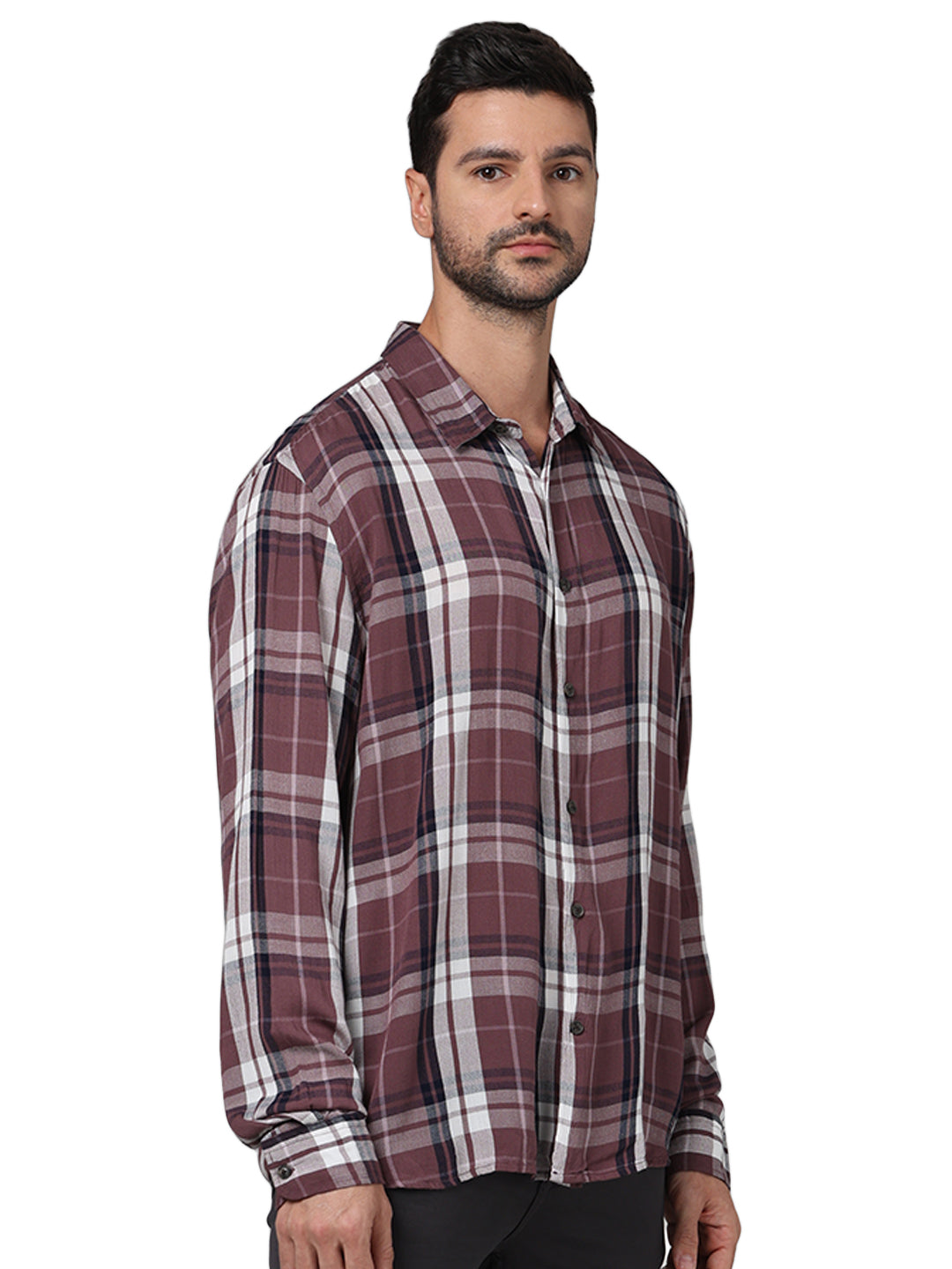 Purple Checks Viscose Shirt