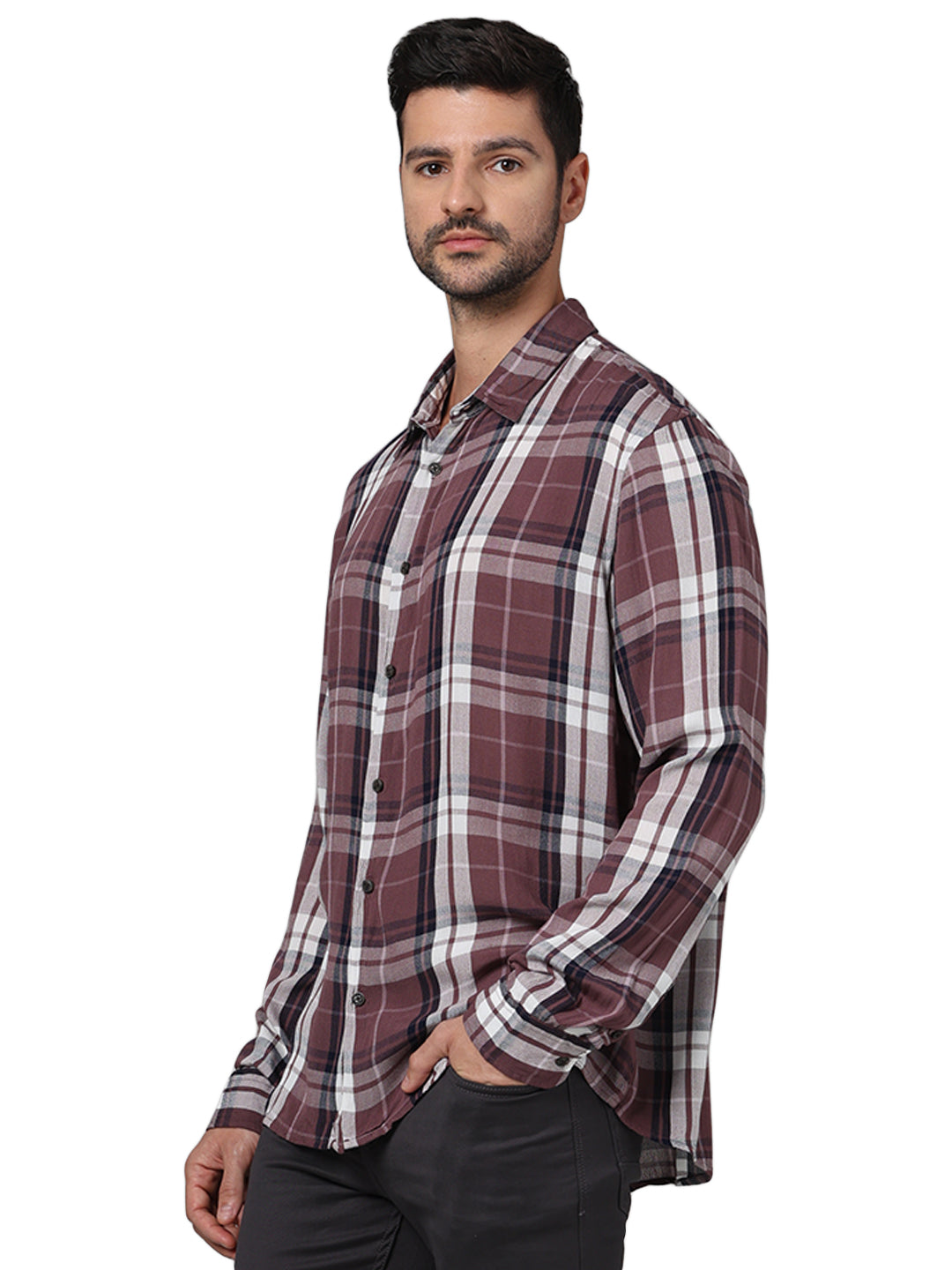 Purple Checks Viscose Shirt