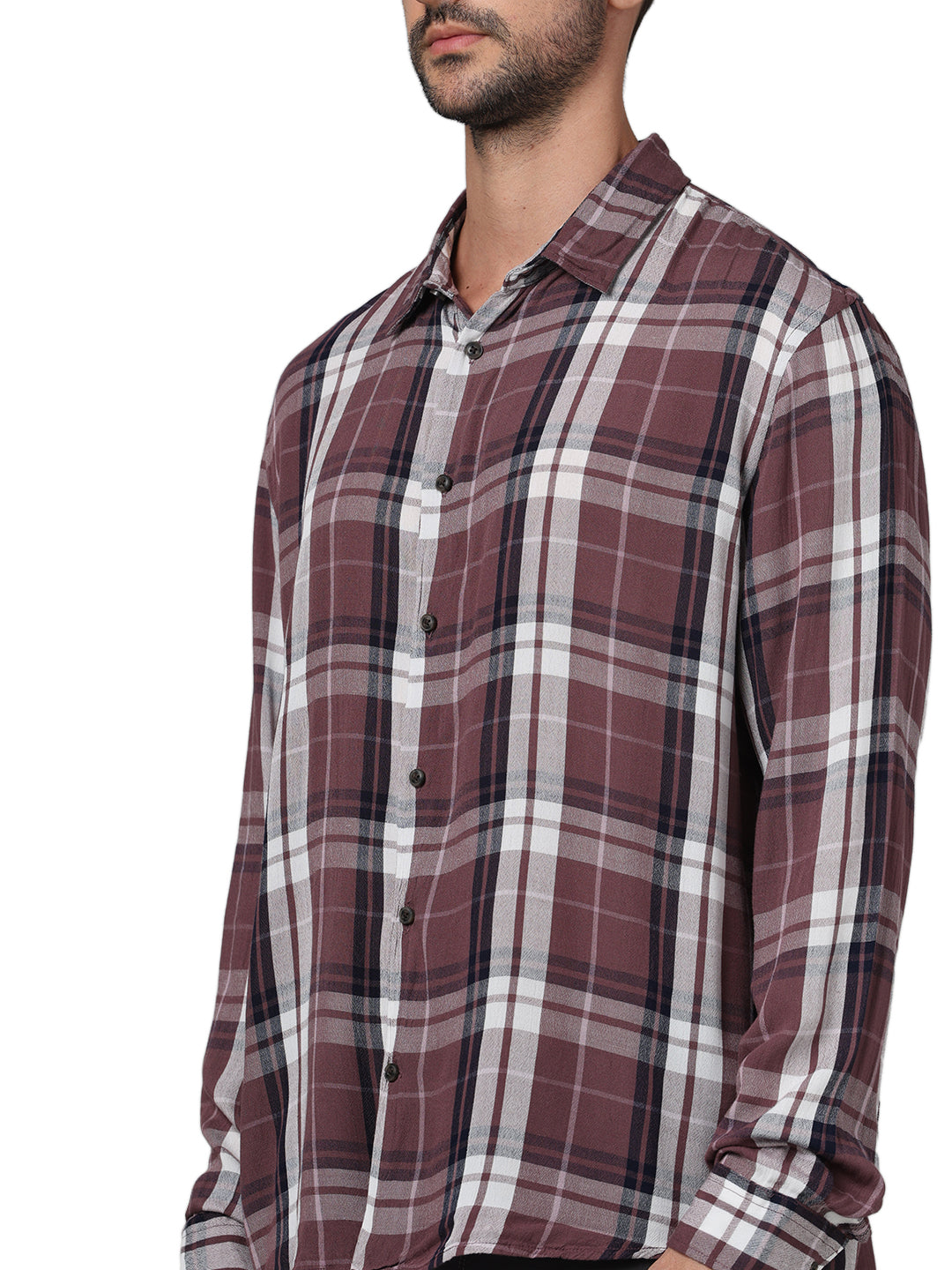 Purple Checks Viscose Shirt