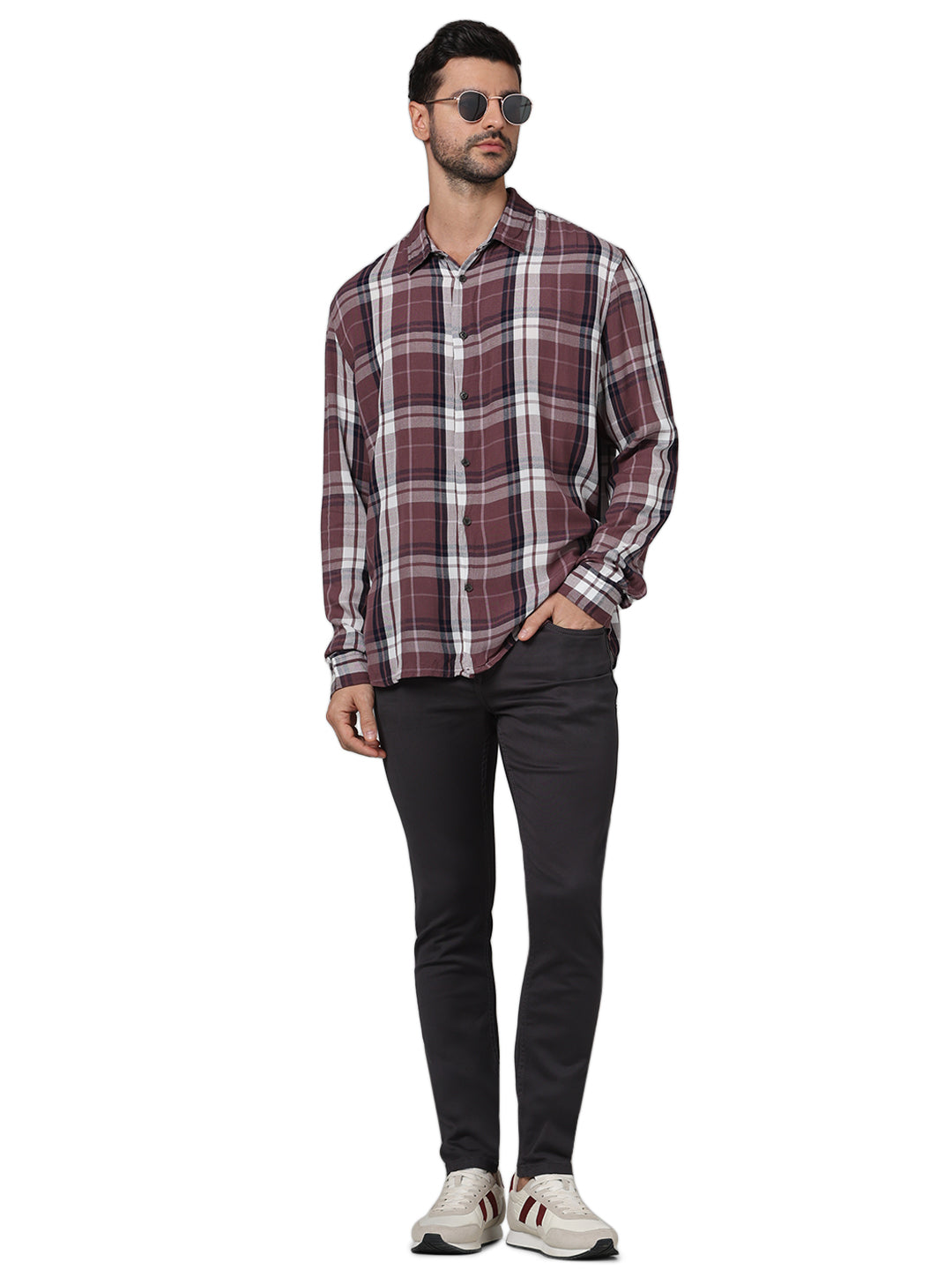 Purple Checks Viscose Shirt