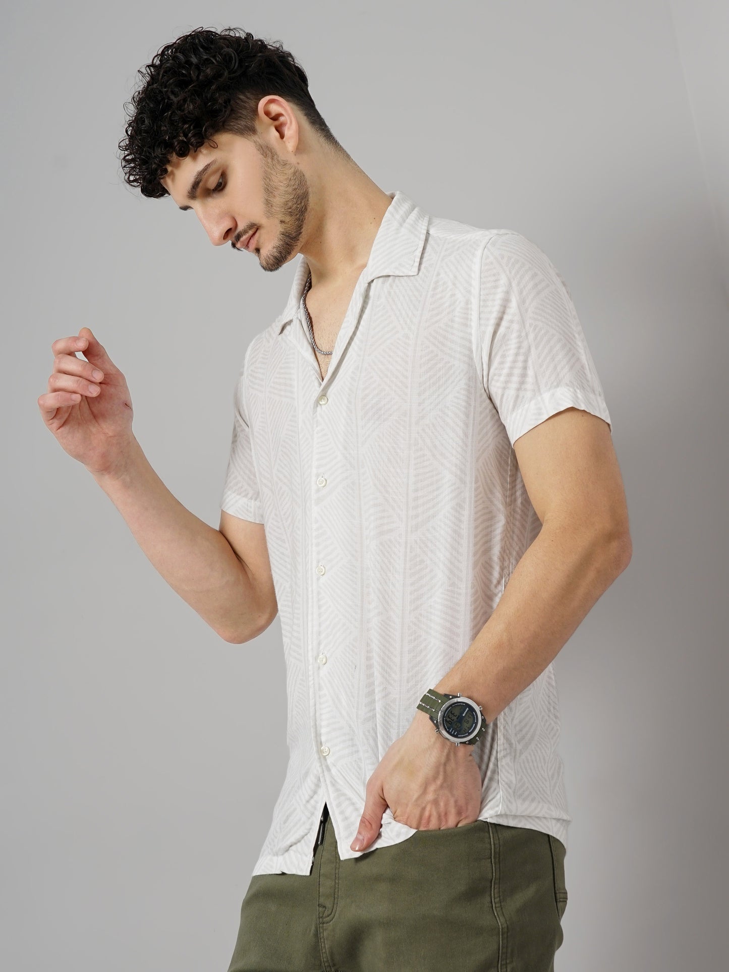 Grey Solid Viscose Shirt