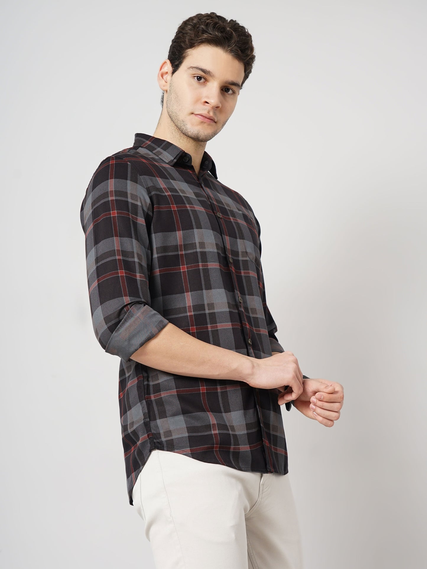 Black Checks Viscose Shirt