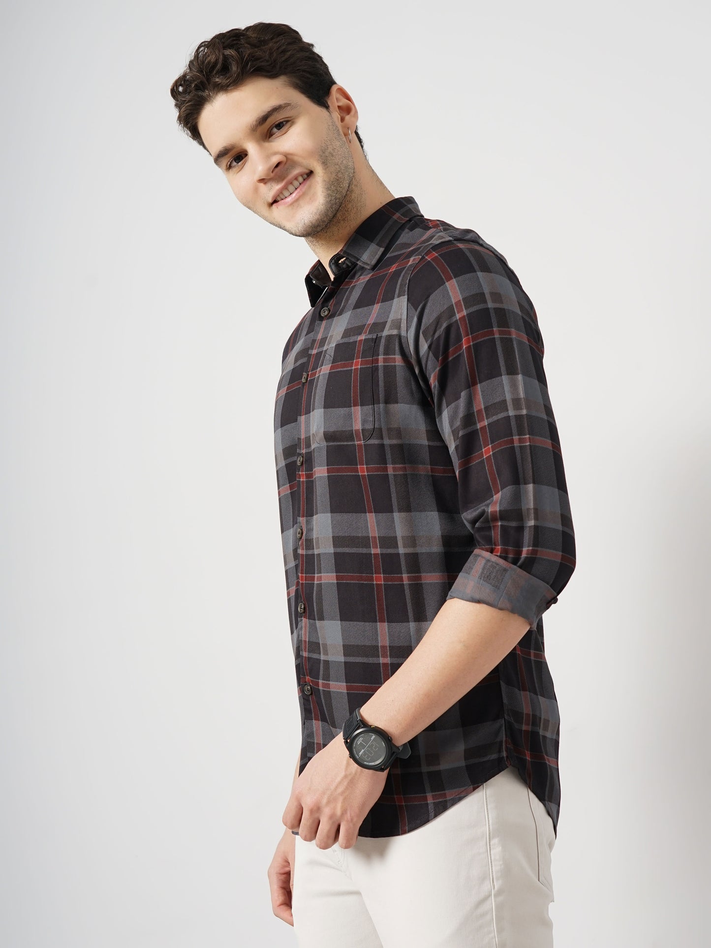 Black Checks Viscose Shirt