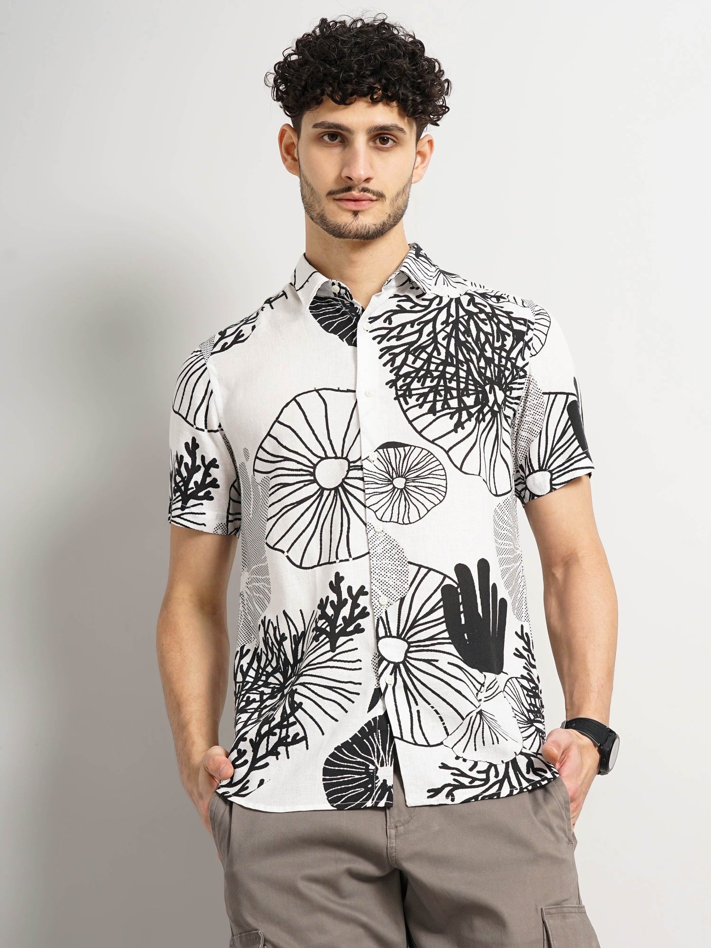 White Printed Viscose Shirt