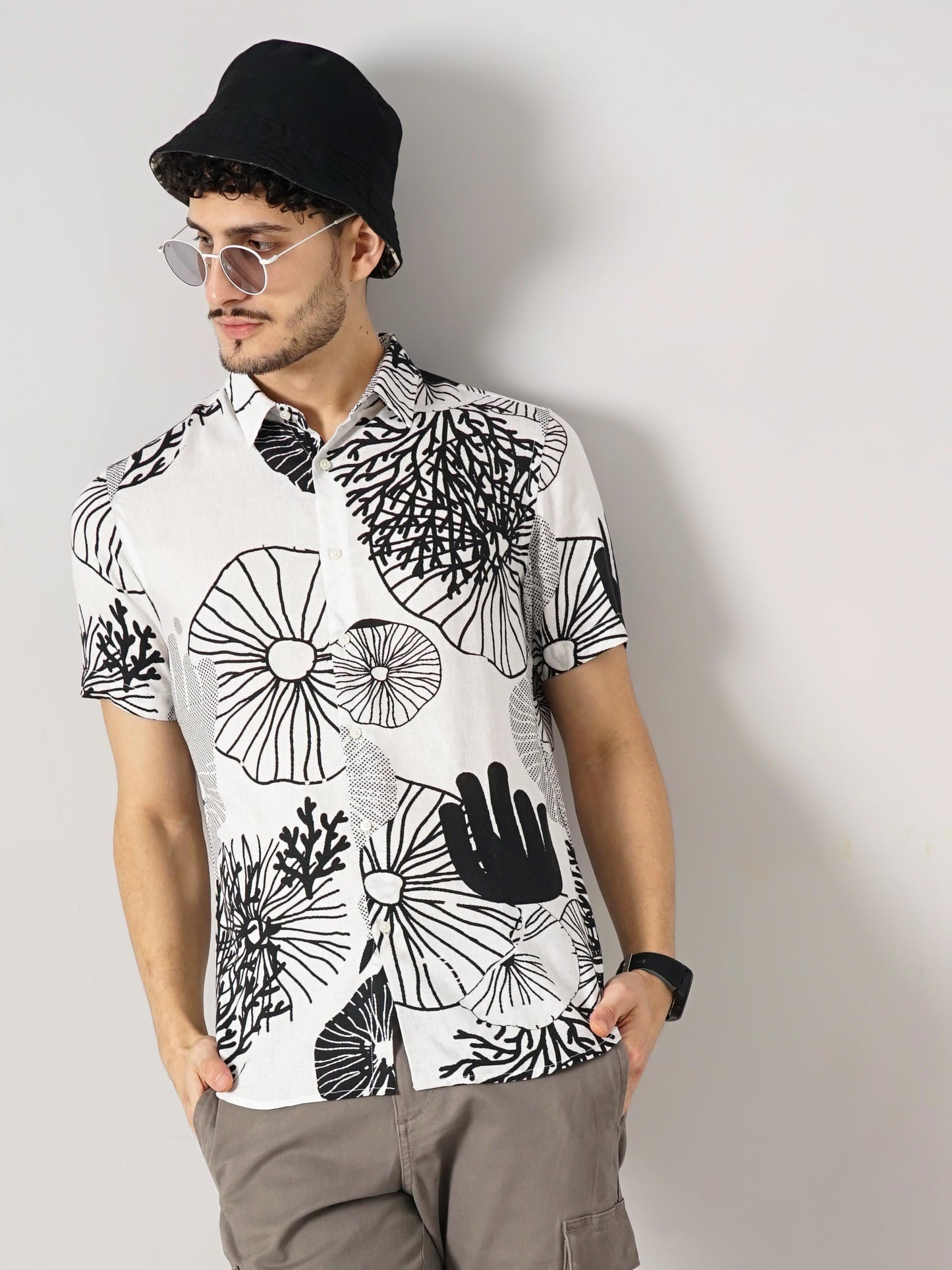 White Printed Viscose Shirt