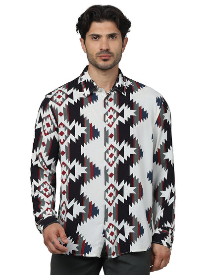 Red Printed Viscose Shirt