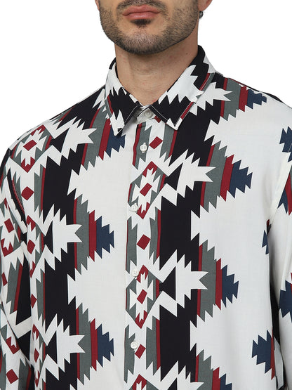 Red Printed Viscose Shirt