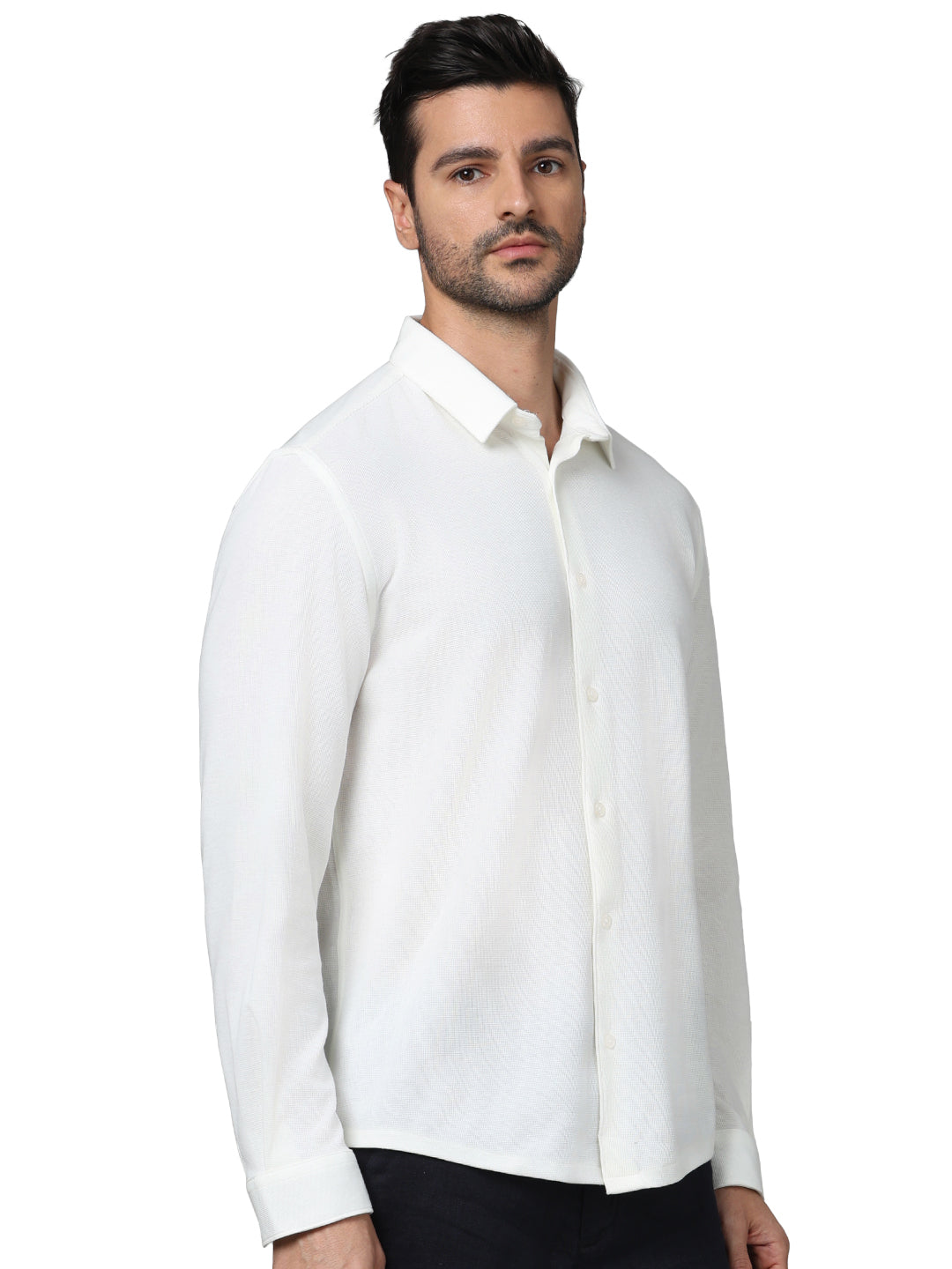 White Solid Polyester Shirt