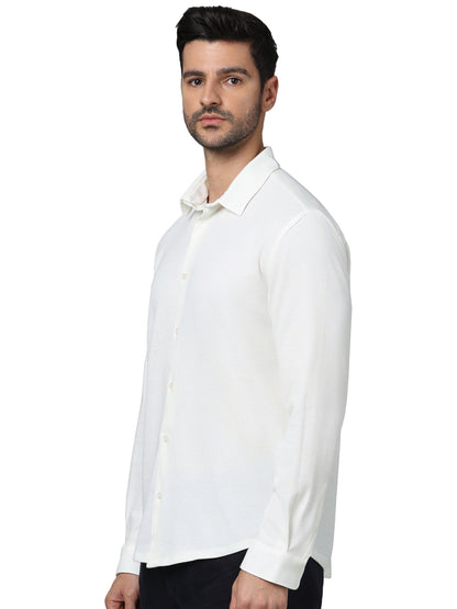 White Solid Polyester Shirt