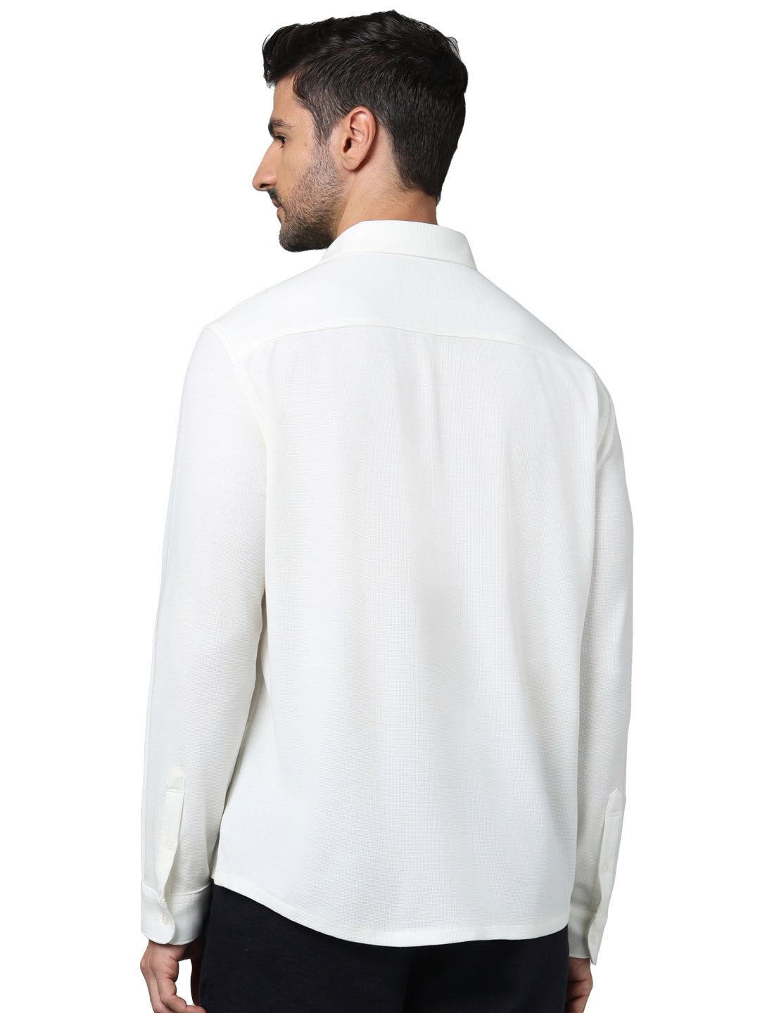 White Solid Polyester Shirt