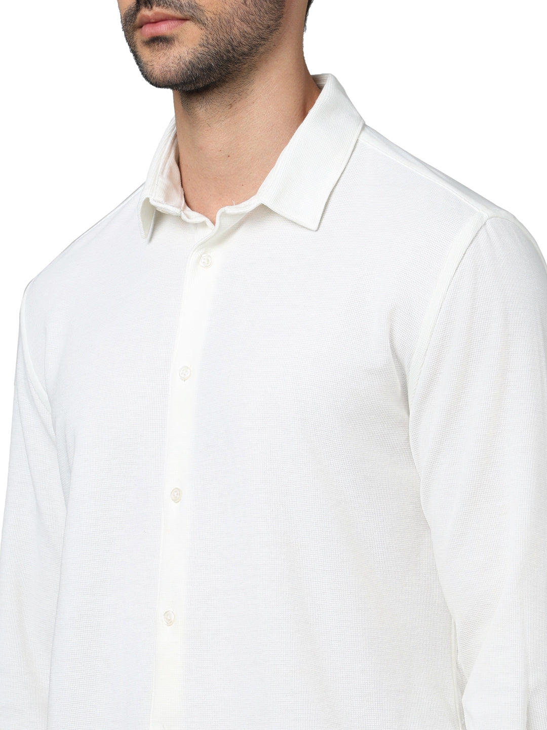 White Solid Polyester Shirt