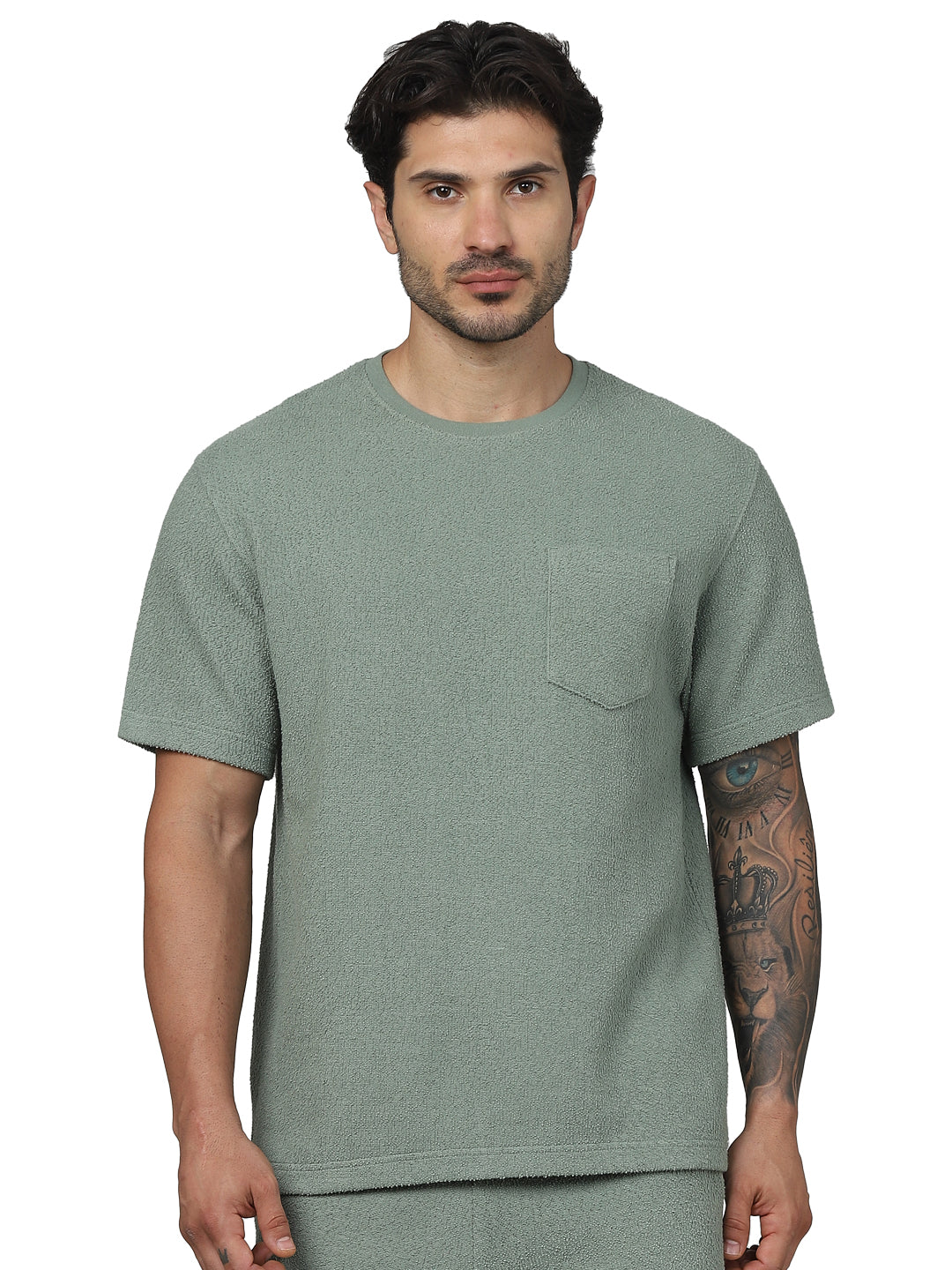 Khaki Solid Cotton T-shirt