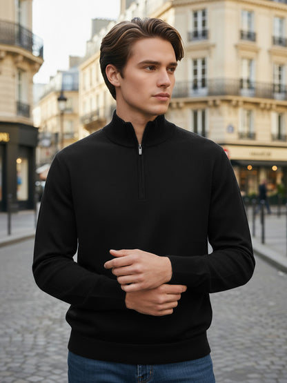 Celio* Men Black Solid Regular Fit Cotton Sweaters