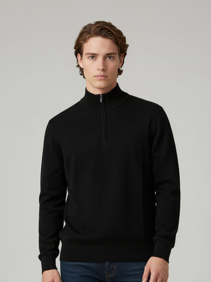 Celio* Men Black Solid Regular Fit Cotton Sweaters