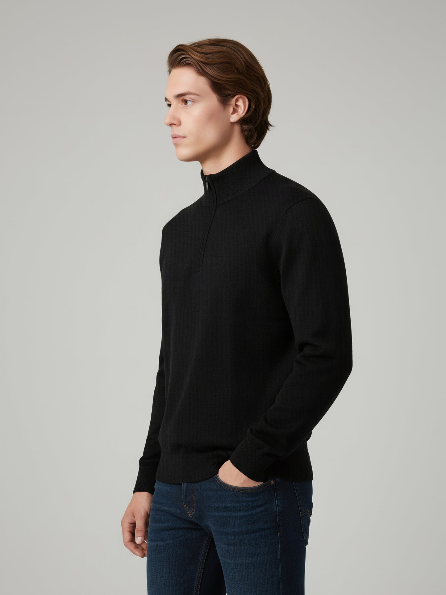 Celio* Men Black Solid Regular Fit Cotton Sweaters