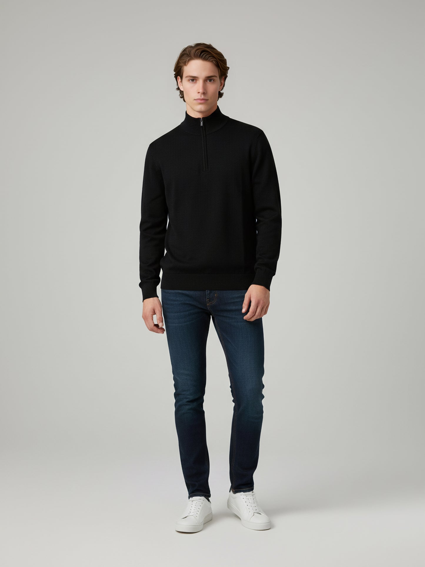 Celio* Men Black Solid Regular Fit Cotton Sweaters