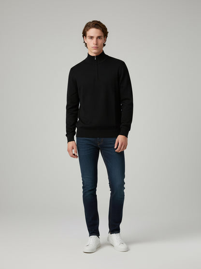 Celio* Men Black Solid Regular Fit Cotton Sweaters