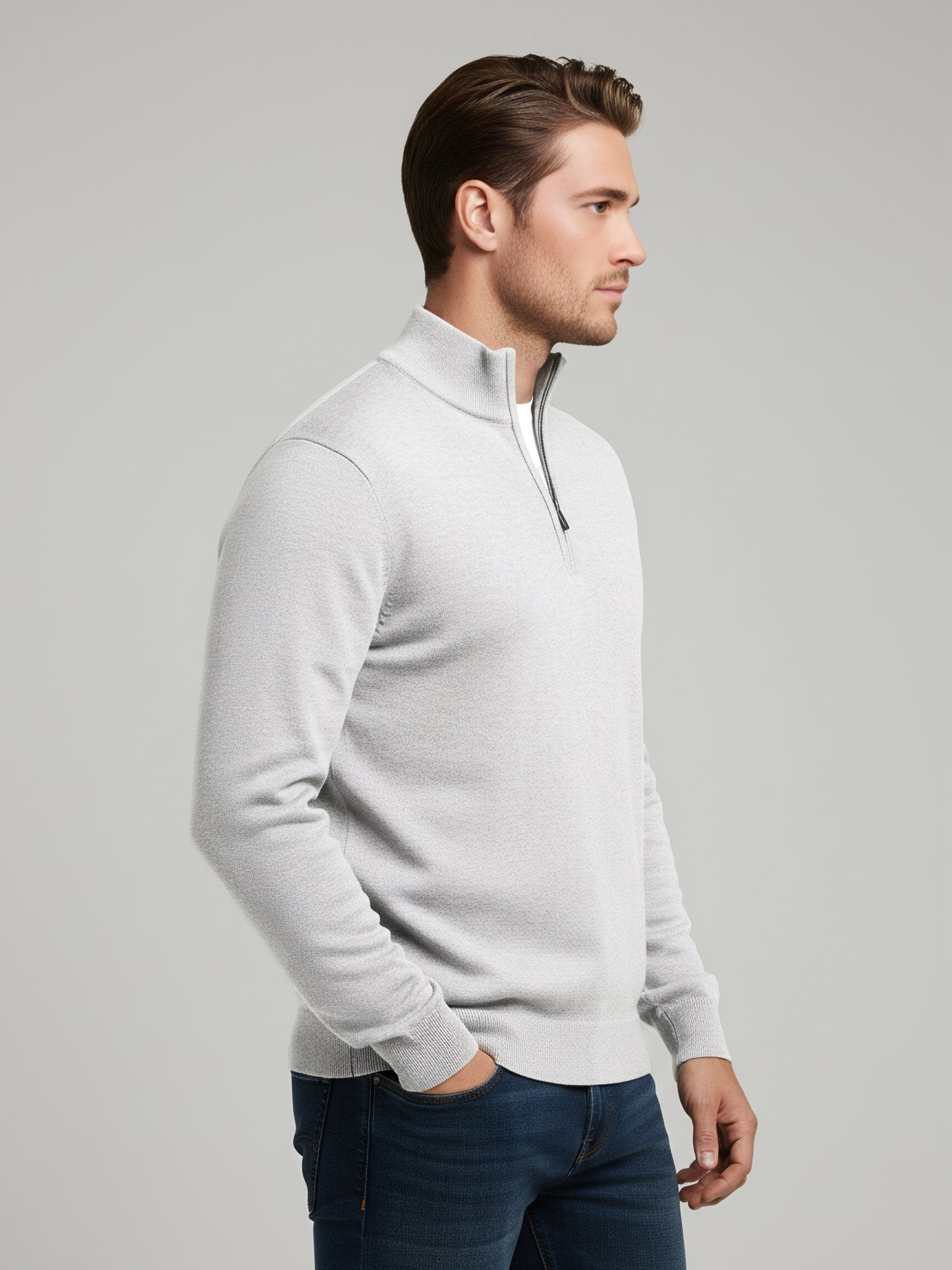 Celio* Men Off White Solid Regular Fit Cotton Sweaters