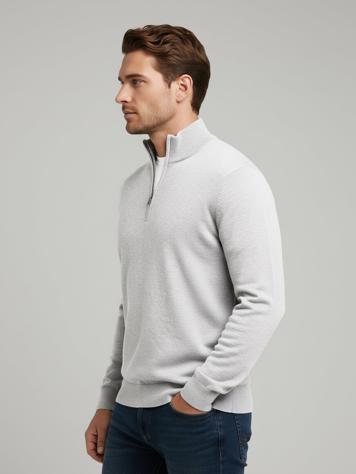 Celio* Men Off White Solid Regular Fit Cotton Sweaters