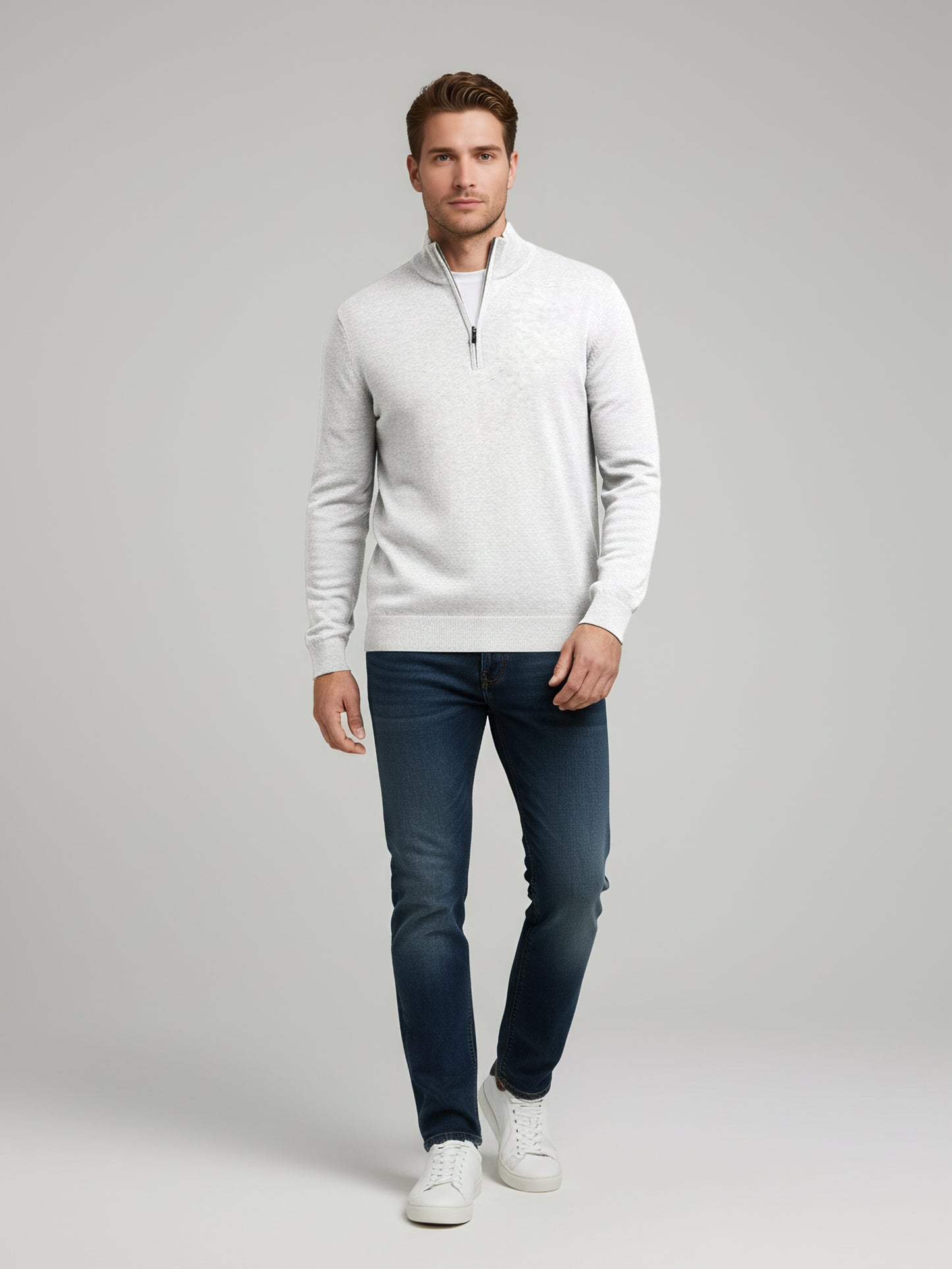 Celio* Men Off White Solid Regular Fit Cotton Sweaters