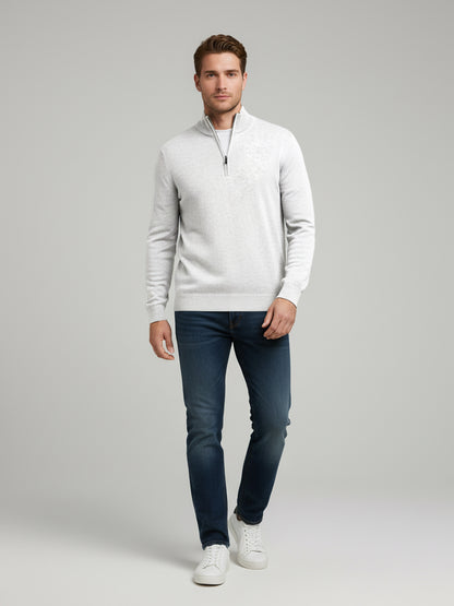 Celio* Men Off White Solid Regular Fit Cotton Sweaters