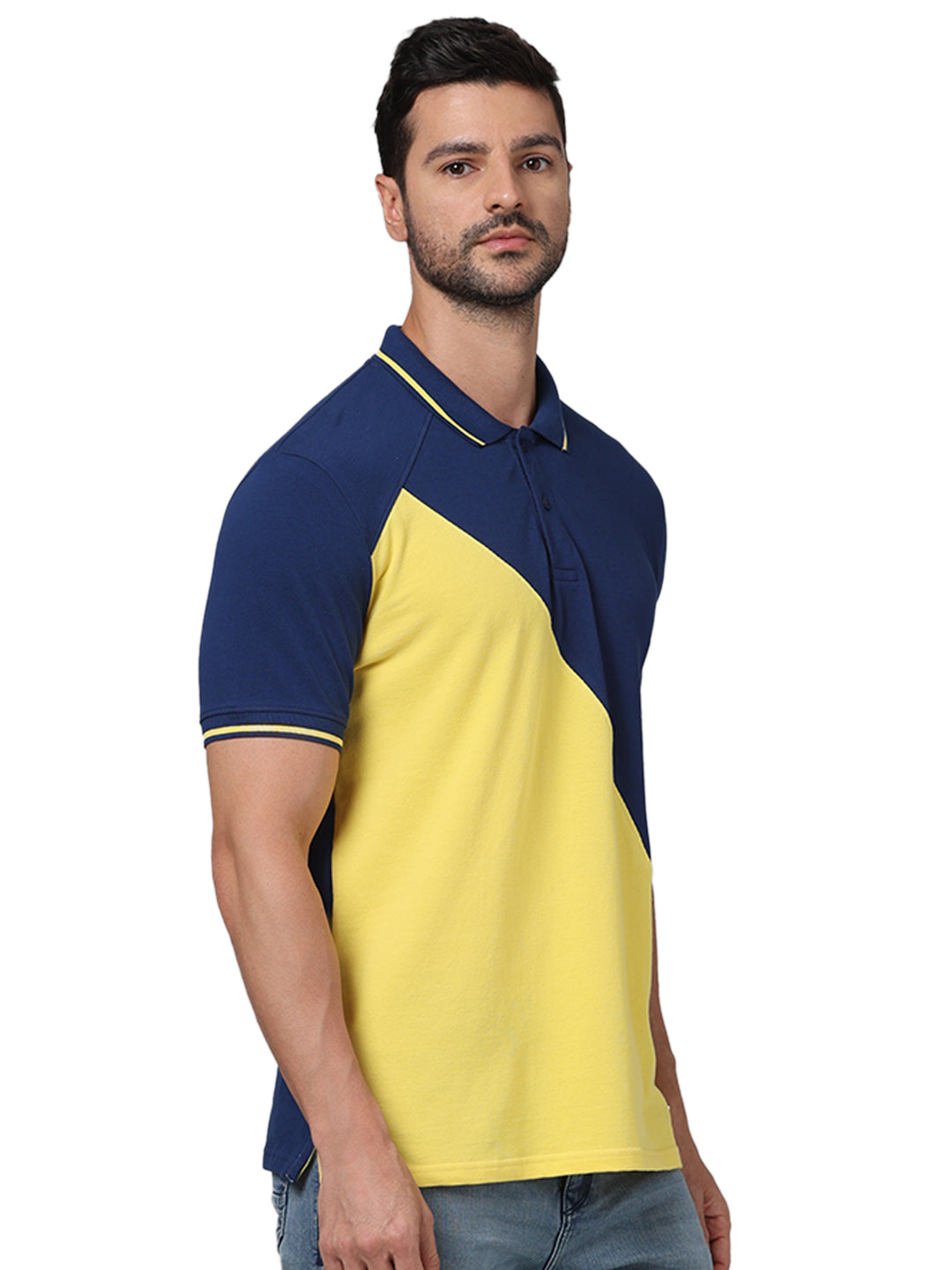 Yellow Colourblock Cotton T-Shirt